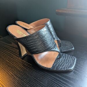 Paris Texas Black Croc-Embossed Women’s Heels